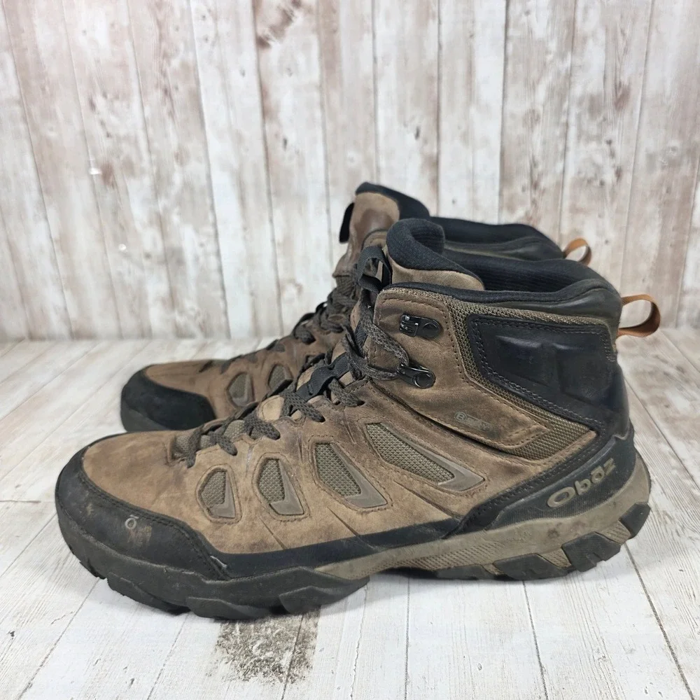 Oboz Bridger Mid B-DRY Mens‎ 13 Waterproof Hiking Boots Walnut Brown Leather